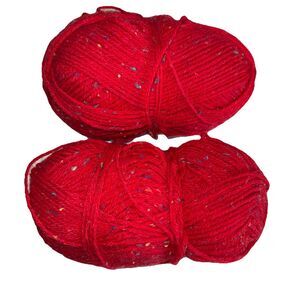 Lion Brand Wool Ease Worsted Red Sprinkles Yarn 2 SKEIN 3 oz